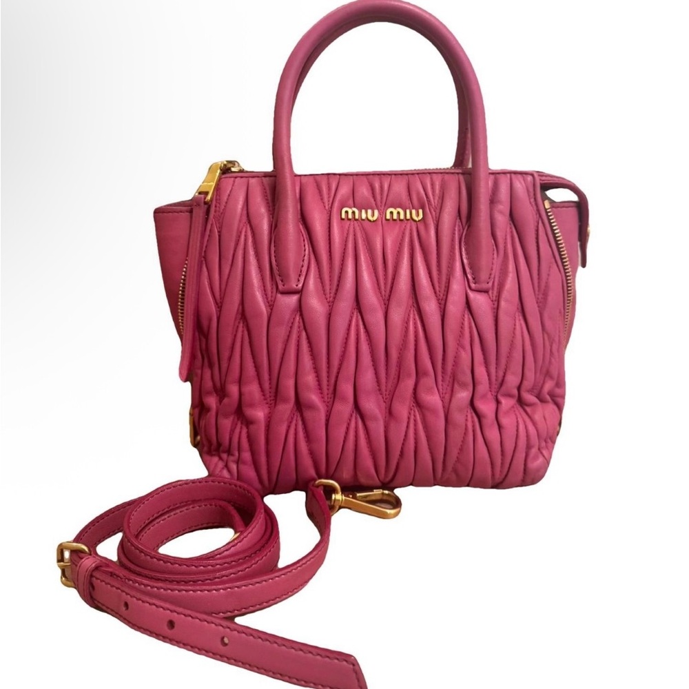 Miu Miu Pink Satchel with Pleated Design